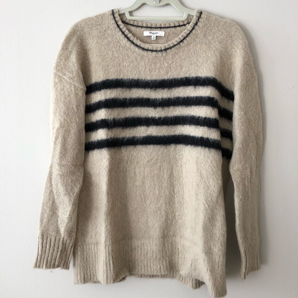 Madewell Tan & Black Striped Sweater Size Medium